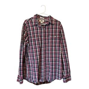 Club Room Men's‎ Plaid Long Sleeve Button Down Shirt 100% Cotton Large Fitted